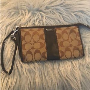 Coach signature wristlet wallet